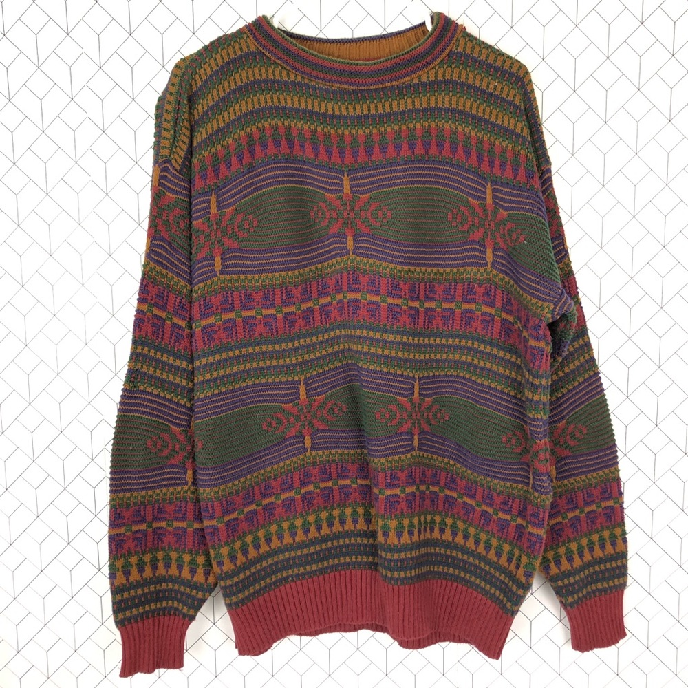 Vintage 80s style Textured Knit Pattern Sweater